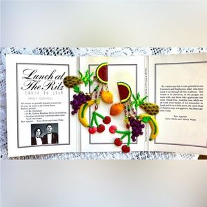 Lunch at the Ritz Fruit cocktail Chandelier Clip on Earrings with original card